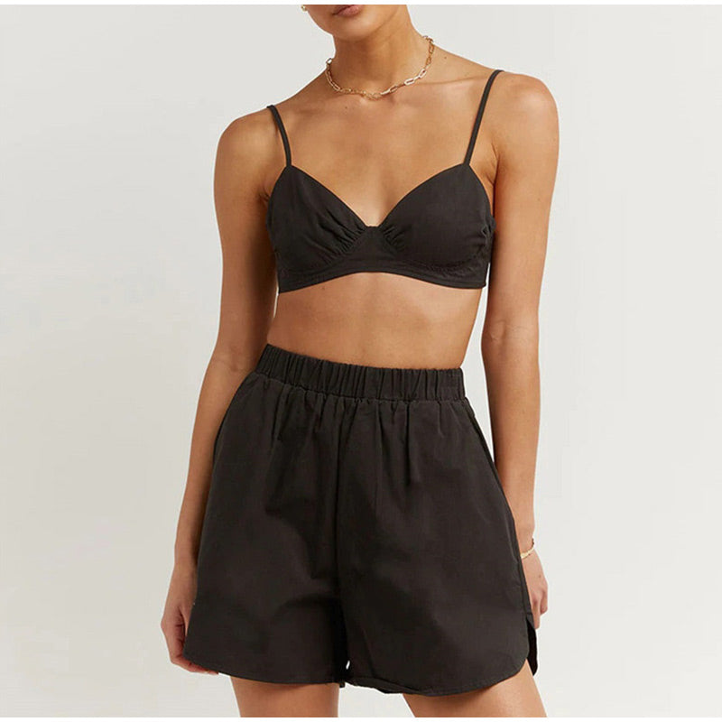 Stripe Shirt Shorts Three Piece Set