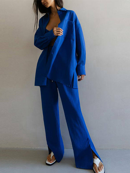 Long Sleeve 3 Piece Suit-High Waist