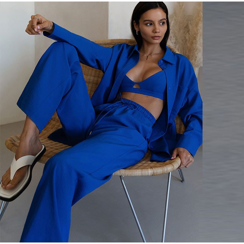 Long Sleeve 3 Piece Suit-High Waist