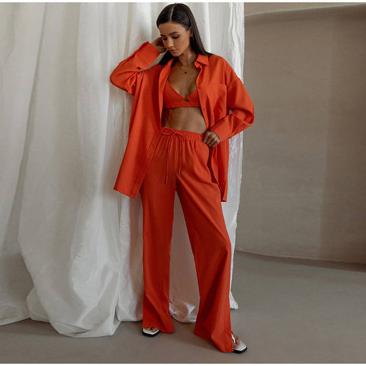 Long Sleeve 3 Piece Suit-High Waist