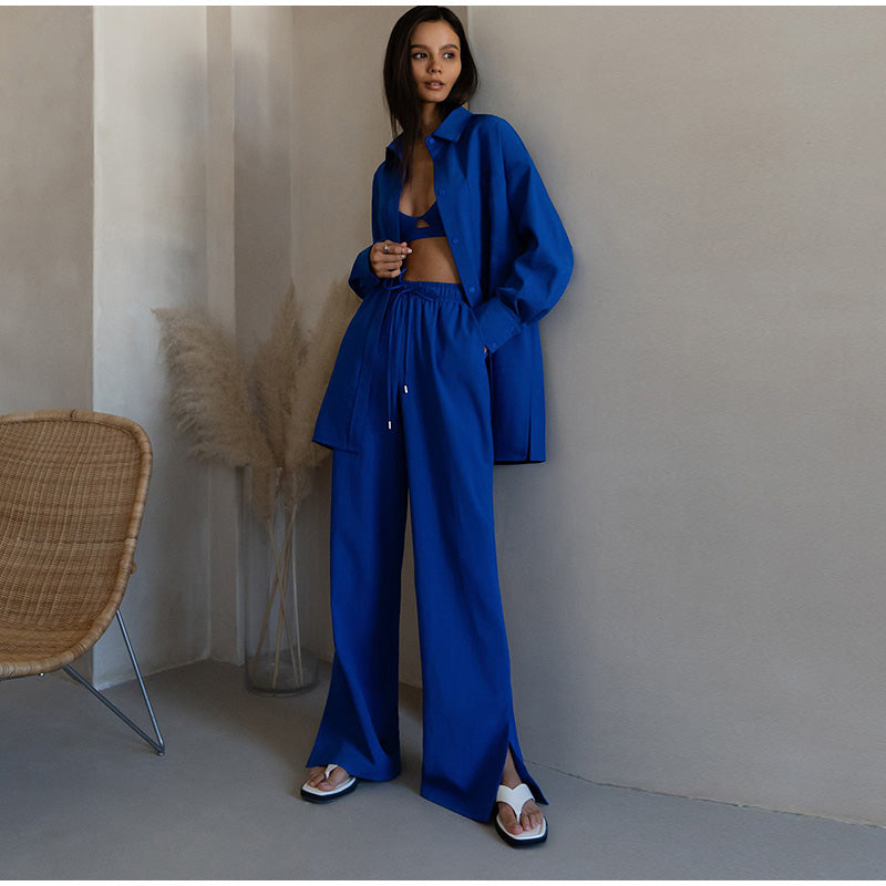 Long Sleeve 3 Piece Suit-High Waist