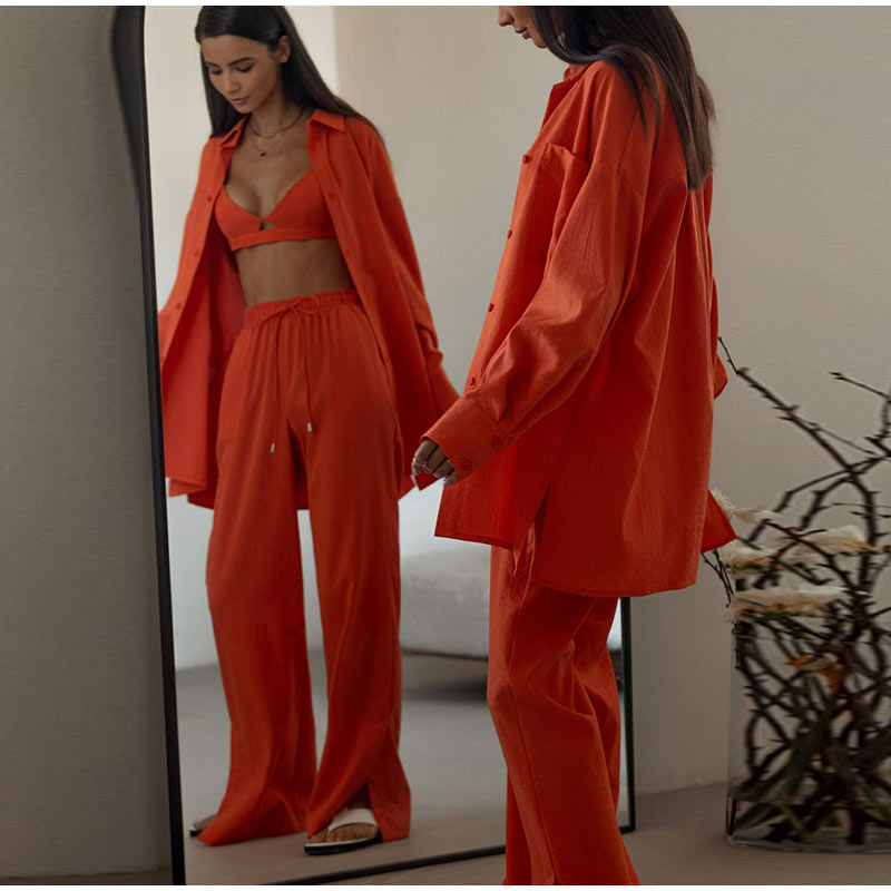 Long Sleeve 3 Piece Suit-High Waist
